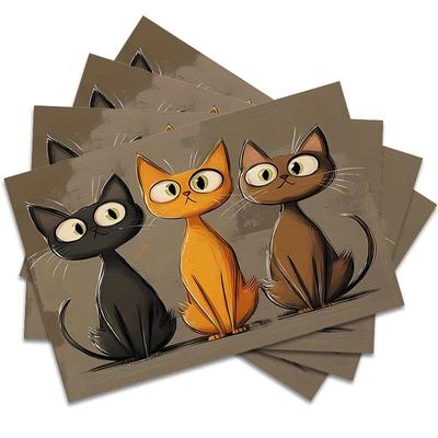 4Pcs, Three Cat Placemats, the Best Placemats, Washable, Suitable for Holiday Parties, Home Decor