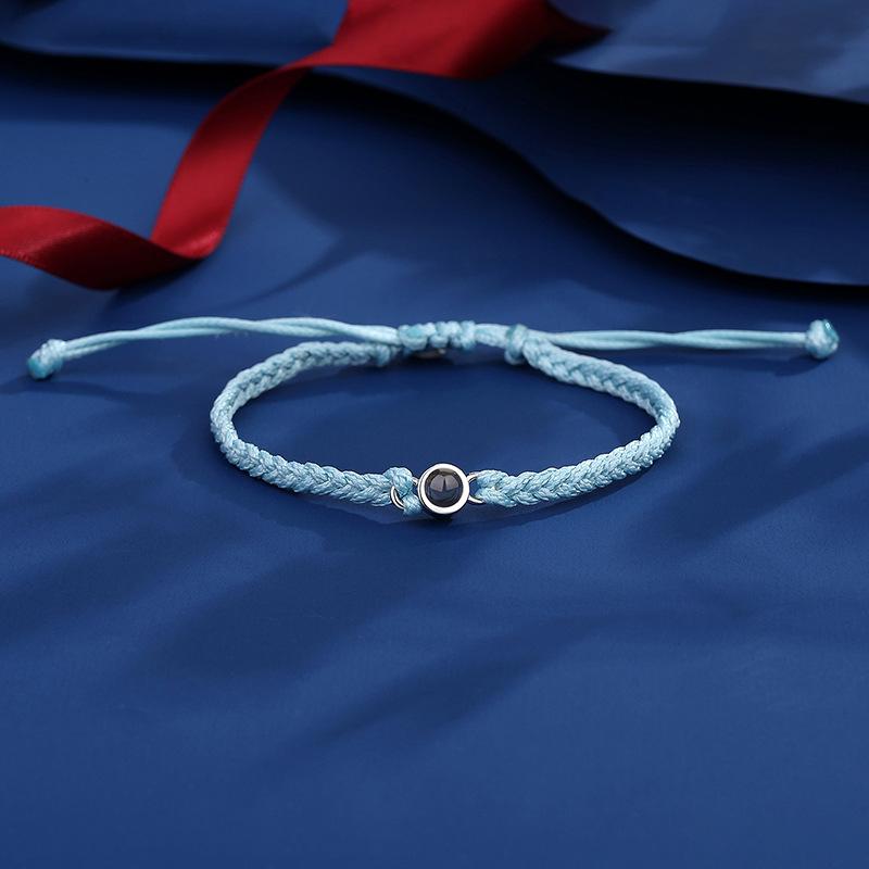 Custom Color Picture Projection Bracelet Copper Pendant Hand Woven Rope 2025 New Girlfriend Mom Romantic Christmas Gifts