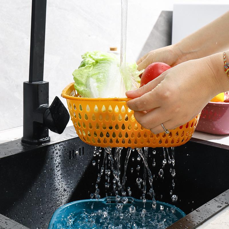 Multifunctional Double-Layer Drain Basket 2PCS/Set Vegetable Wash Basket Plastic Strainer Filter Food Colander Kitchen Gadget