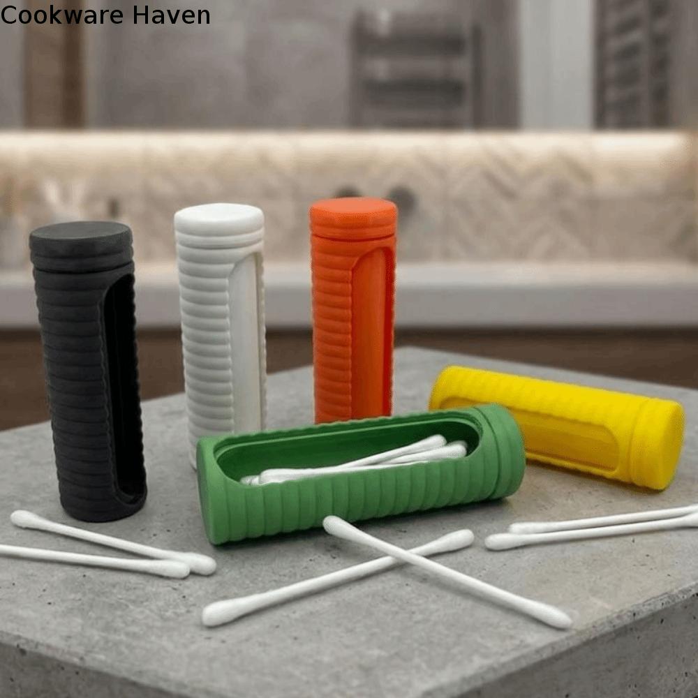 Practical 3D Printed Cotton Swabs Storage Box Plastic Rotatable Toothpicks Storage Box Dust-proof Small Storage Box Travel