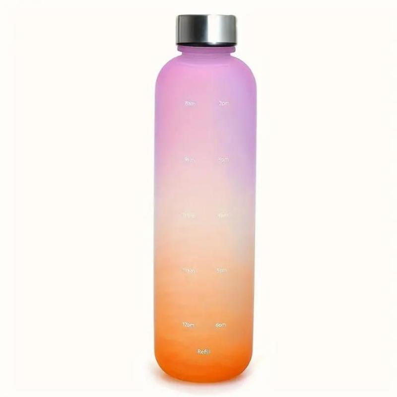Sport-Wasserflasche mit Farbverlauf und Messskala, Auslaufsicher, Tragbar, Schmaler Hals, Verschließbar, BPA-freies PC-Material - Für Fitness