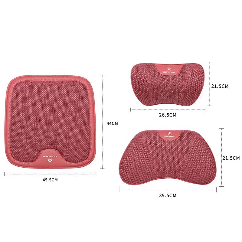 IJszijde Traagschuim Auto Hoofdsteun Lendensteun Kussen Set Voor Citroen C4 C3 C5 C5X e-C4 X e-C3 C-Elysee Berlingo C1 Sleutelhanger