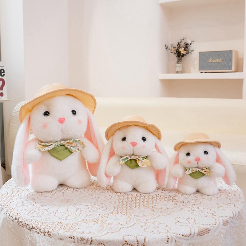 Easter Bunny Soft Stuffed Plush Toys Brown White Rabbit Cute Animal Plushies Doll Happy Easter Day Decor For Home Favors Gifts