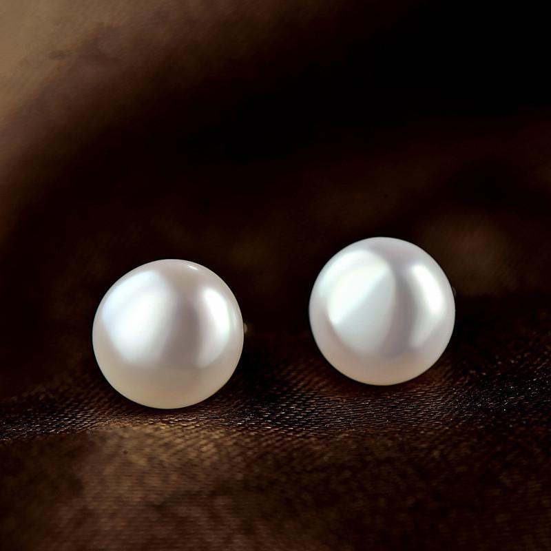 Buyee 925 Sterling Silver Bead Sutd Earring White Black Freshwater Pearl Earring for Women Fashion Wedding Fine Jewelry Earring