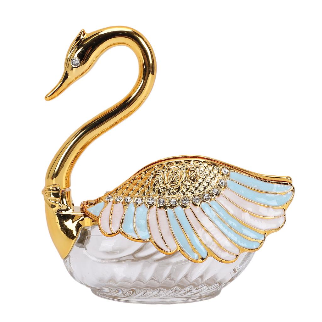 Sugar Container with Spoon Decorative Swan Shaped Plastic Glass Seasoning Jar for Sugar Salt Coffee Tea