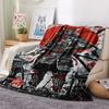 1Pc Japanese Samurai Print Flannel Blanket, High quality Comfortable for All Seasons, Home Decor, Warmth and Comfort, Perfect for Christmas Gifts