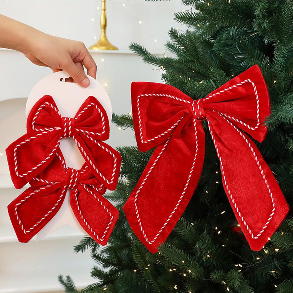 Ribbon Bows Christmas Tree Velvet Bows Red Christmas Ribbon Bows For Xmas Home Decor Tree Wreaths Gift DIY Festive Winter S4D5