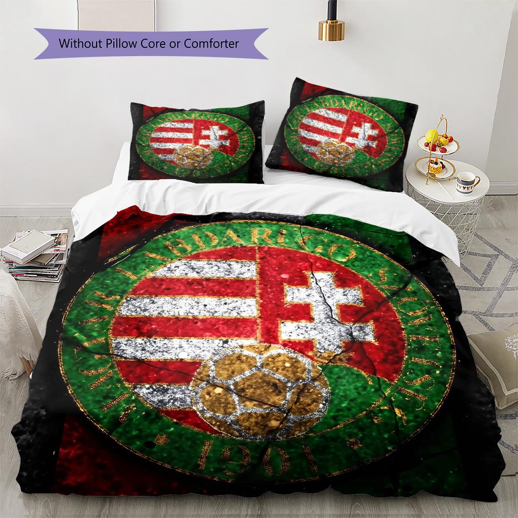 Hungary National Football Team  Pattern Bedding Quilt Set  Home Decoration  Gift (1 * duvet cover + 2 * pillowcase  without core)