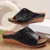 Women Gold Wedge Slippers New Summer Woman Crocodile Print Platform Sandals Female PU Leather Non Slip Beach Slides