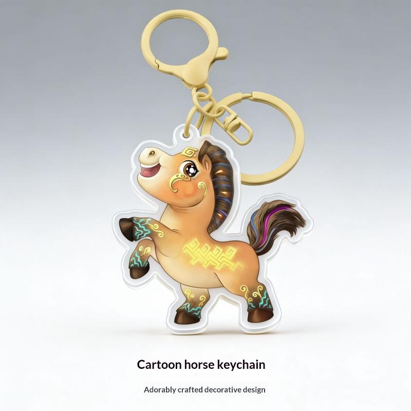 

Cartoon Cute Horse Charm Keychain Bag Pendant Hanging Decoration Car Key Ring 2026 Horse Year Lucky Gift A4