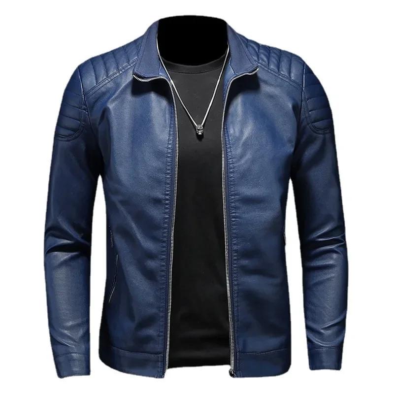 Stehkragen PU Lederjacke Herrenmode Jacke Lässige Herren PU Lederjacke Slim Koreanische Version Herrenbekleidung