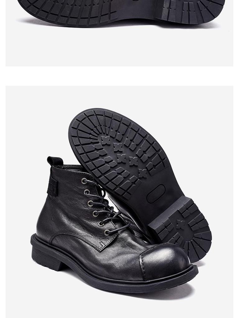 Martin Herren Echtleder Retro High-Top Knöchelboots mit japanischem Patchwork