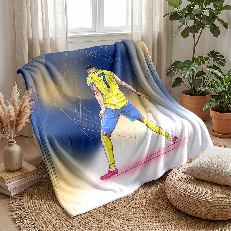Cristiano Ronaldo Aufdruck Flanelldecke Hautfreundlich Warm Dekorativer Überwurf für Innen Couch Bett Tägliche Nutzung