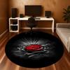 1PC Red Rose Black Background Round Chair mat Area Rug - Non-Slip, Floor Mat for Office, Bedroom, home decor Christmas Gift c0528062