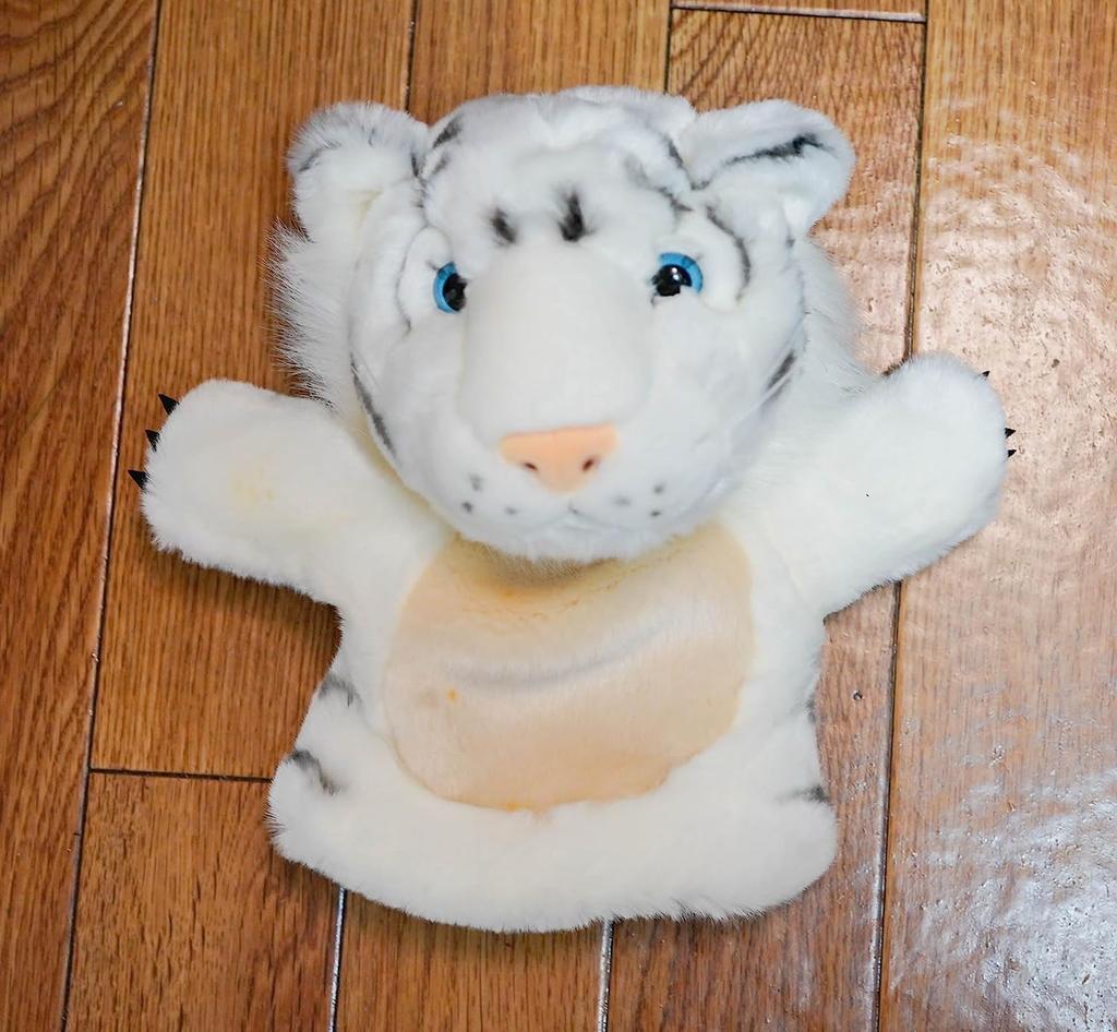 White Tiger Puppet, Plush Toy, Puppet Show, Ventriloquism, Gloves [with Flesh]