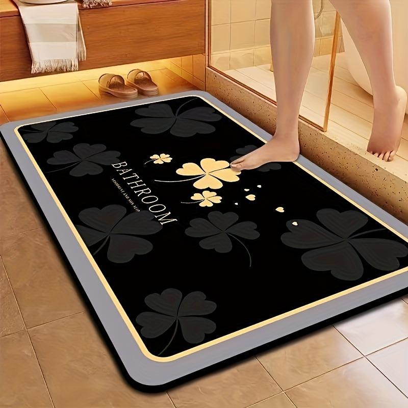 1 x non-slip floral pattern bathroom floor mat, quick drying soft diatomaceous earth carpet for RV and outdoor use