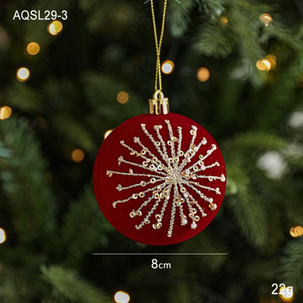 Moderne Kunststoff Beflockte Weihnachtskugel Rot&Gold Aufhängbar Weihnachtsbaumkugeln 8cm Weihnachten Schmuckkugel Zuhause