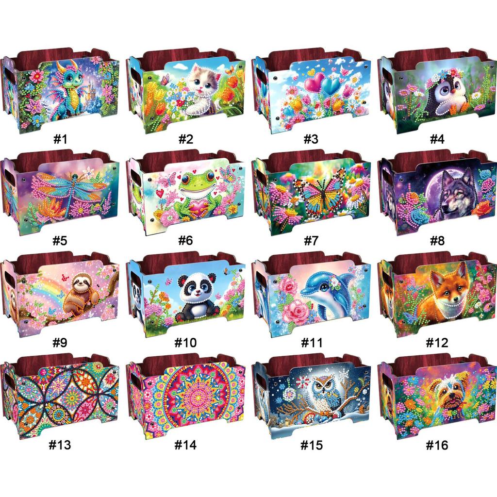 DIY Diamond Painting Crystal Mosaic Storage Container Wooden Crystal Storage Handbag Kit Handmade Storage Clutch for Home Decor