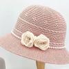 French Elegant Flower Pearl Knitted Fisherman's Hat Ladies Summer Fashion Face Small Shade Straw Hat Sun Hat