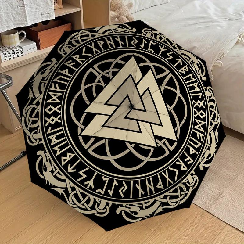 

Viking Logo Pattern Folding Umbrella Fashion Auto-Open 8 Iron Ribs Plastic Handle Foldable Sunshade Perfect Christmas Gifts