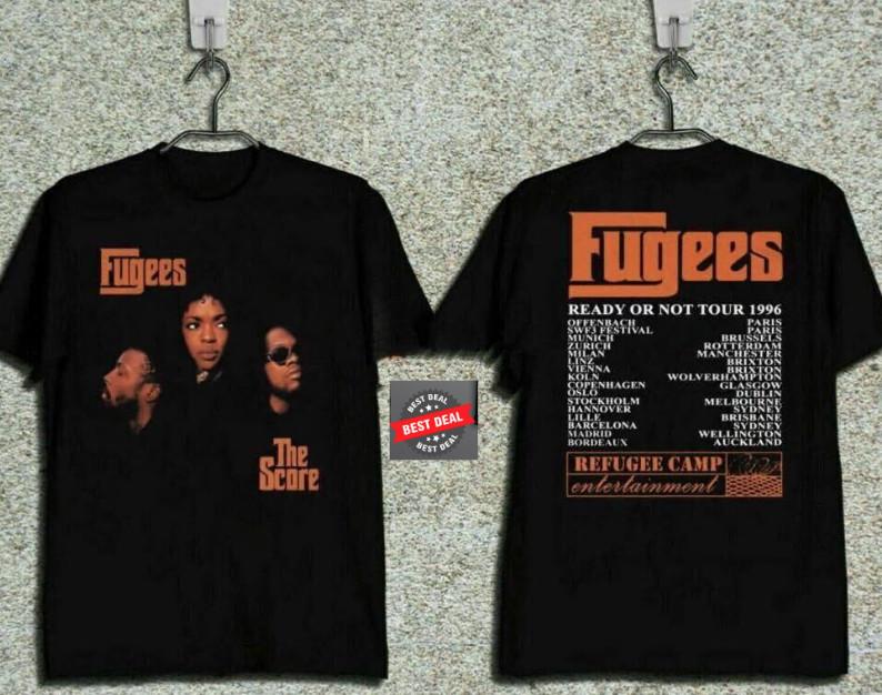 T-shirt Score Fugees 1996 Tour Concerto Anni '90 Rap Ready Hip Hop Non Maglietta Classica