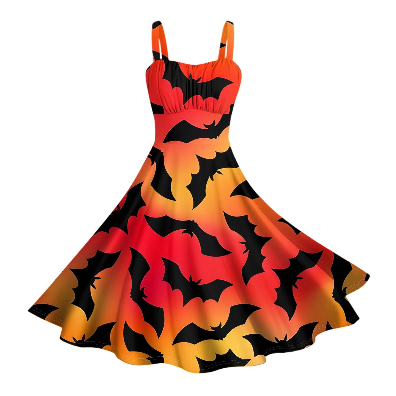 

Женские винтажные платья без рукавов, плиссированные, в стиле пэчворк, милые, с А-силуэтом, с принтами на Хэллоуин XL шафрановый