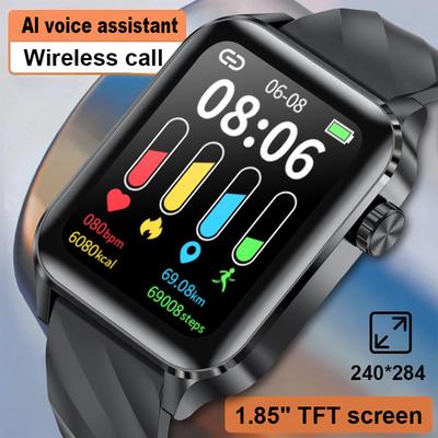 LIGE Montre connectée 1,85 pouces Bluetooth Appel Fréquence cardiaque Moniteur de sommeil IP68 Montre intelligente d'extérieur étanche