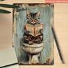 Funny Black Cat Bathroom Metal Sign Vintage Retro Wall Decor 8x12 Inch