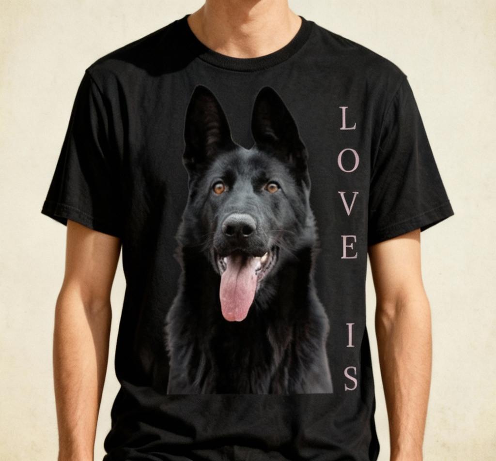 NEW Black German Shepherd Shirt Shepard Dog Mom Dad Love Black T-Shirt S