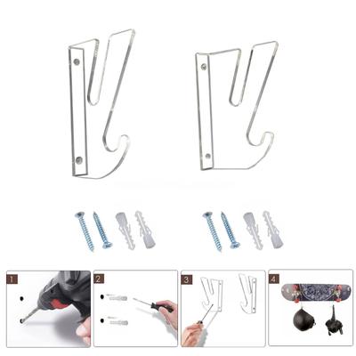 Sturdy Acrylics Skateboard Holder Wall Mounted Shelf with Accessory Hooks Portable for Home Organization Daily Use