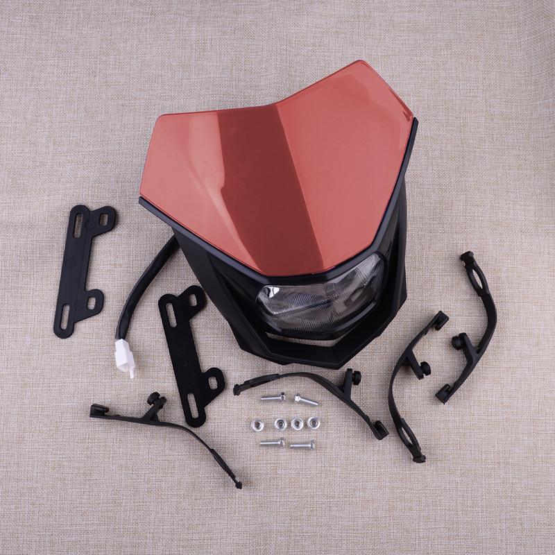 Red Motorcycle 12V Dirt Bike Front Headlight Headlamp With Fairing H4