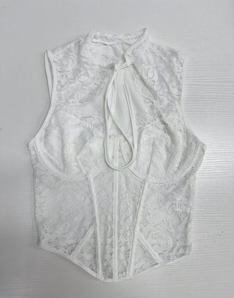 European Sexy Lace See-through Mesh Bustier Top