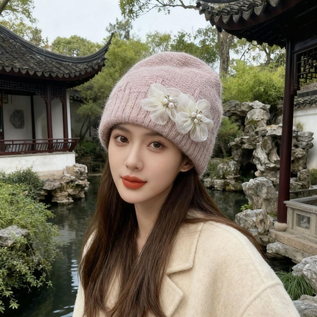 Fashion Women's Hat Winterthickenedknitting Hat Peaked Hat Heattech Cold Hat