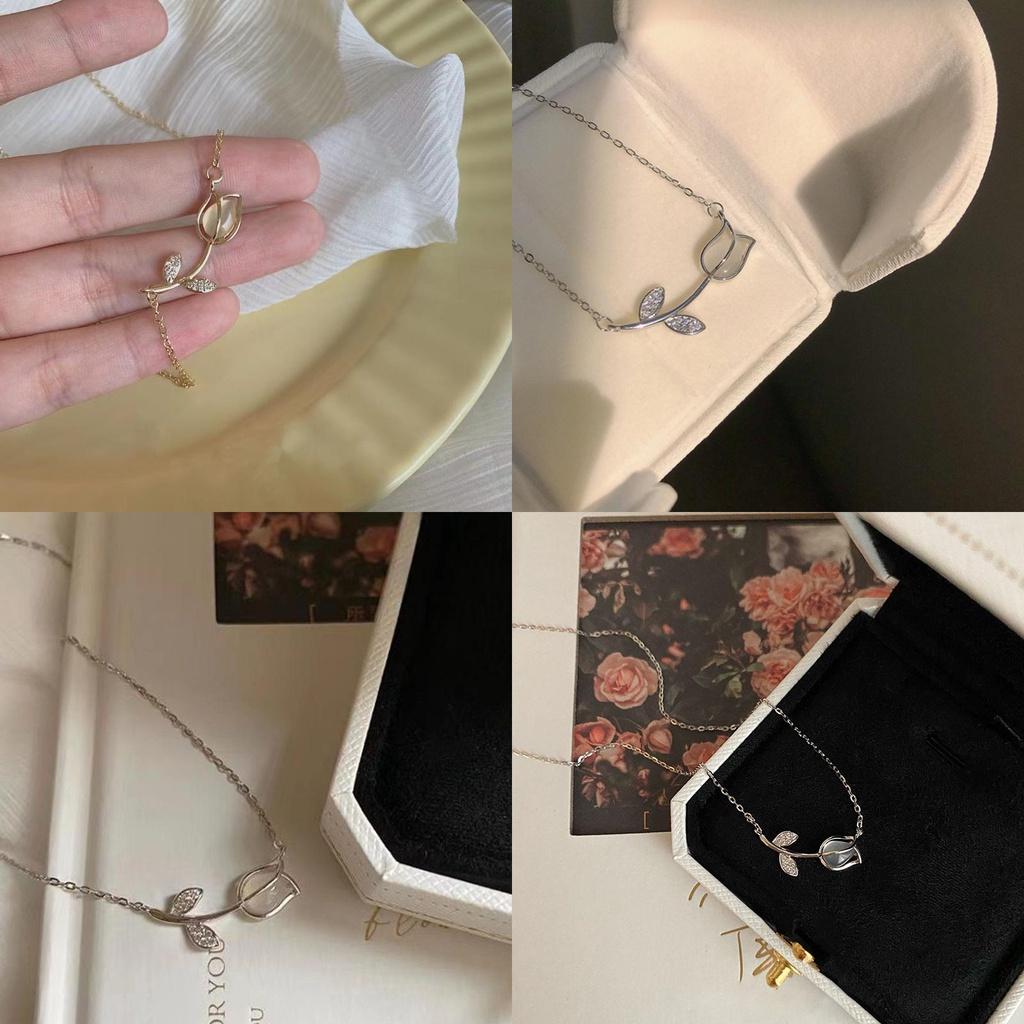 New Fashion Carnelian Tulip Necklace Elegant And Stylish Alloy Pendant Perfect Birthday Gift For Women