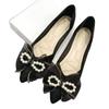 2025 New Bow Soft-soled Ladyshoes Pointed Head Shallow Mouth Fairy Flat-soled Single Shoes Femininity Bridesmaid Shoes