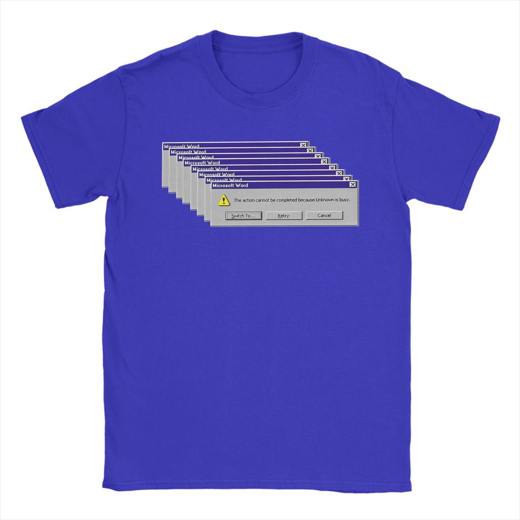 Hipster Windows 98 Foutmelding T-shirts voor Mannen Ronde Hals 100% Katoen T-shirts Korte Mouw Zomer Tops