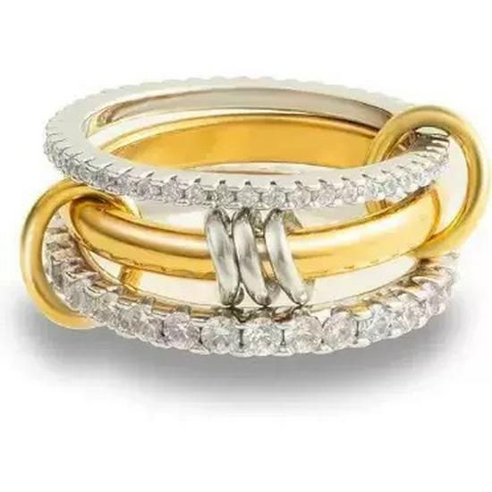 Interlocking Zircon Diamond Ring - Two-Tone Trendy Personalized Design