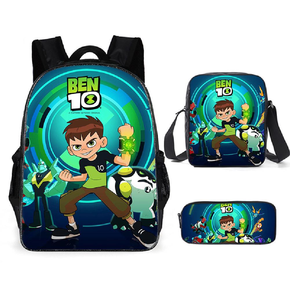Less Hacker Backpack Ben 10 Student School Bag Anime Cartoon Backpack Lunch Bag Satchel Pencil Case