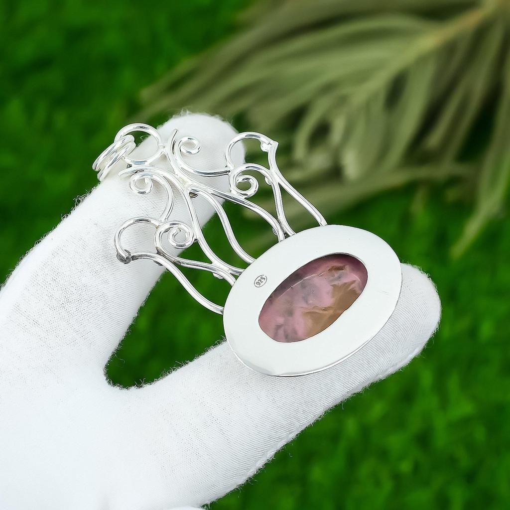 Birthday Gift For Her Natural Rhodonite Gemstone Pendant 925 Sterling Silver