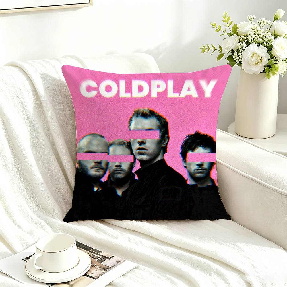 c-Coldplay MUSIC Square Double-Sided printed Pillow Case Bedroom Bedside Pillow Sofa Cushion Cover