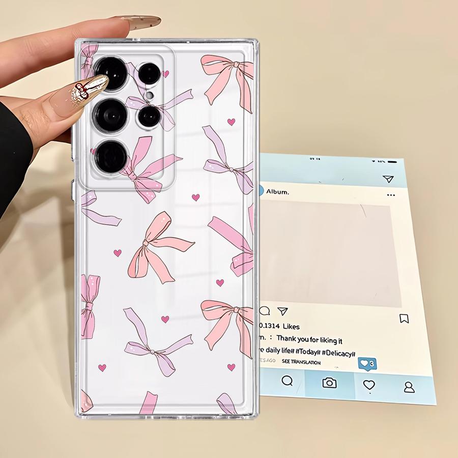 Case for Samsung Galaxy Note 20 Ultra 10 S23 Ultra S22 FE S26 S24 S21 S25 Edge S20 Plus Phone Cover Cute Pink Bow