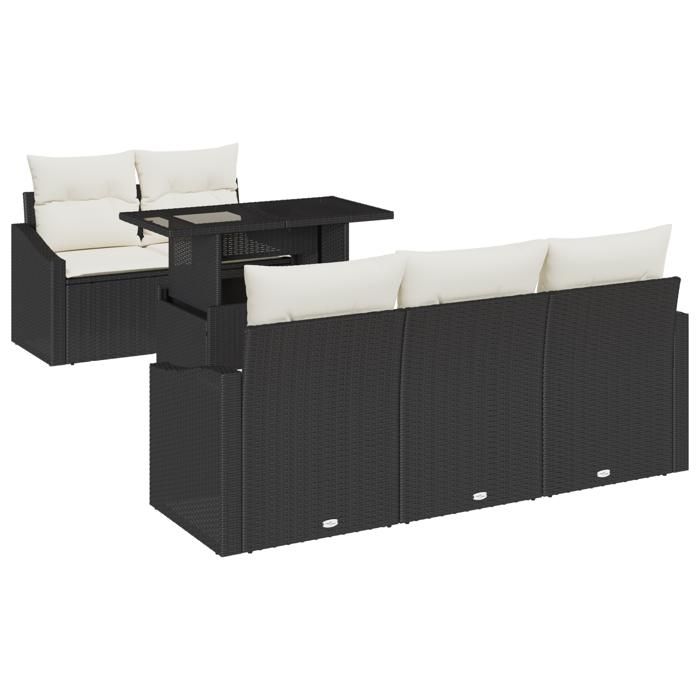 VidaXL Ensemble de canapé de jardin de 6 pièces avec coussins en rattan synthétique noir 3357650
