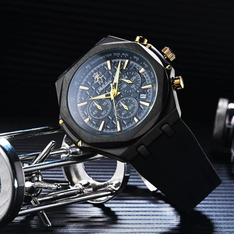 Luxury Men's Watch Chronograph Date Silicone Strap Male Clock Waterproof Luminous Quartz Fashion Sports Watches For Men