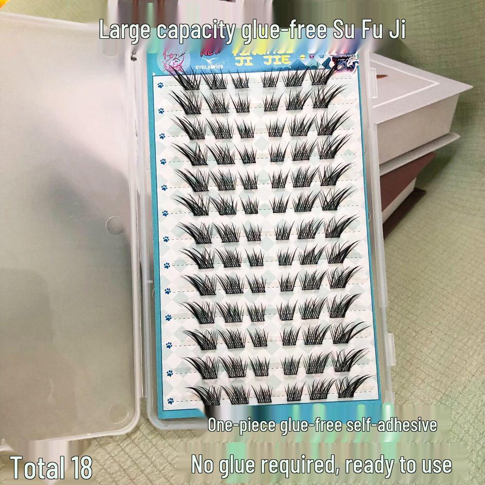 High-Capacity Glue-Free Self-Adhesive Su Daji Fox-Eye Natural Segmented False Eyelashes