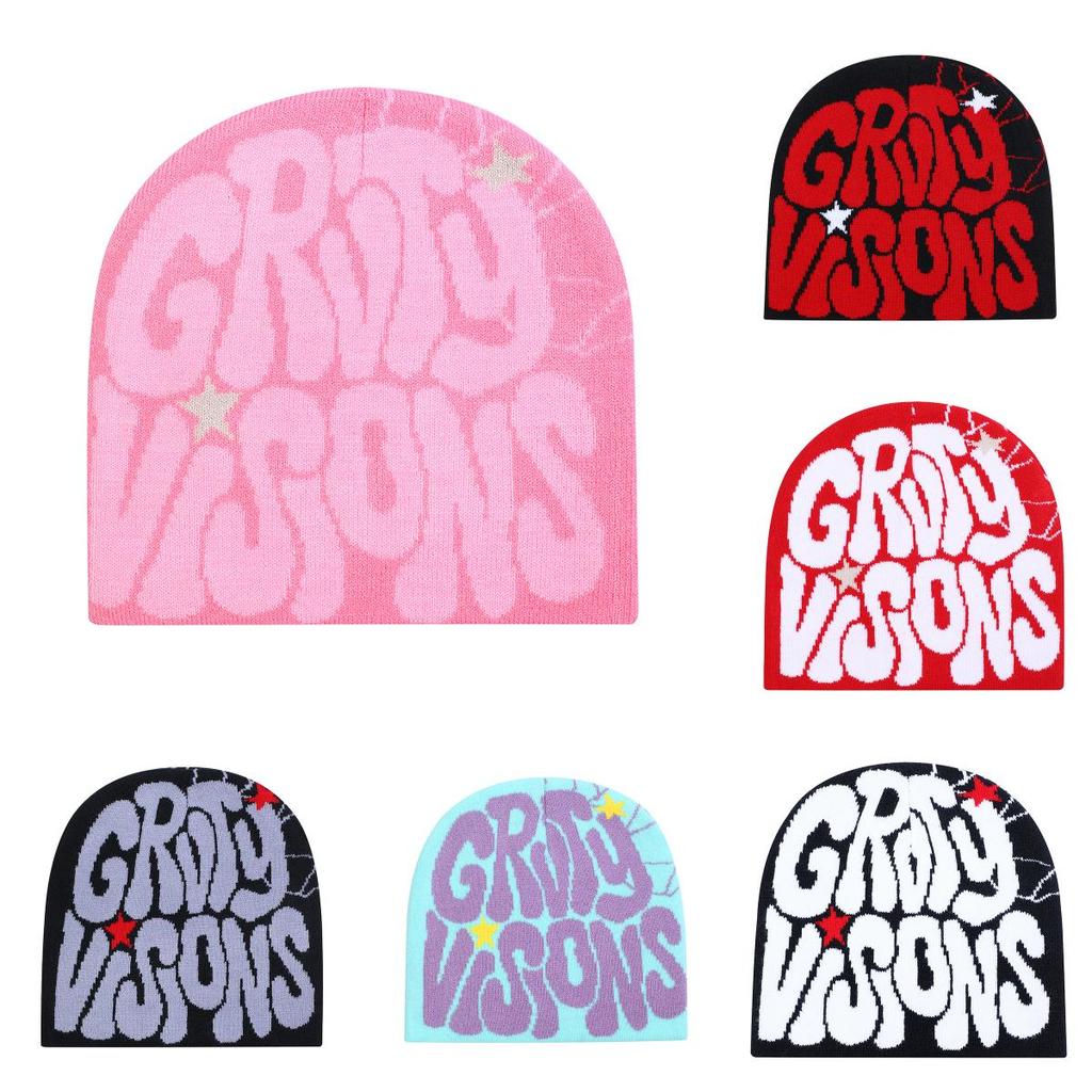 Gestrickte Beanie-Mütze mit doppelseitigem Muster für winterliche Wärme und Hiphop-Stil