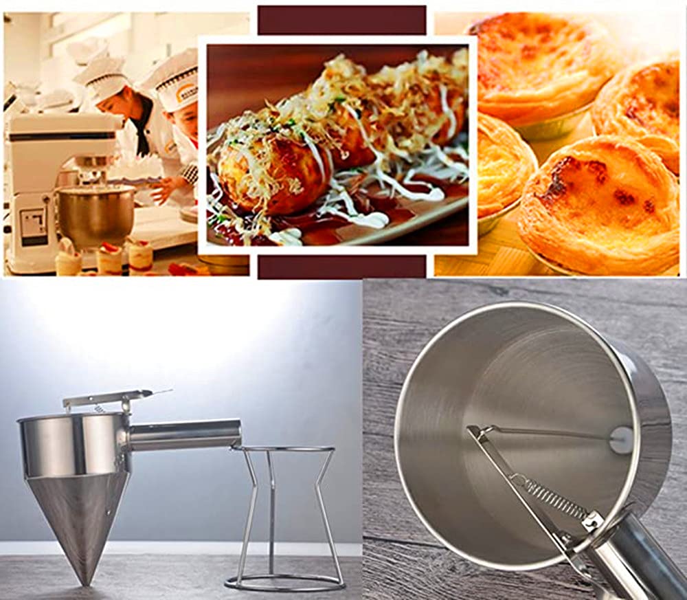 Chakkiri Takoyaki Seed Remover, Stainless Steel Fish Ball Funnel with Stand, Takoyaki Funnel, Takoyaki Tool
