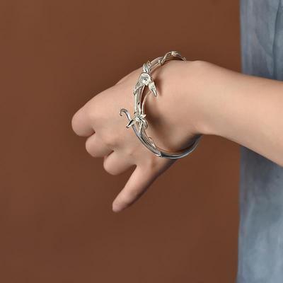 Designer Original New Handmade Ethnic Style Carved Orchid   Bracelet Ladies Cold Exquisite  Jewelry