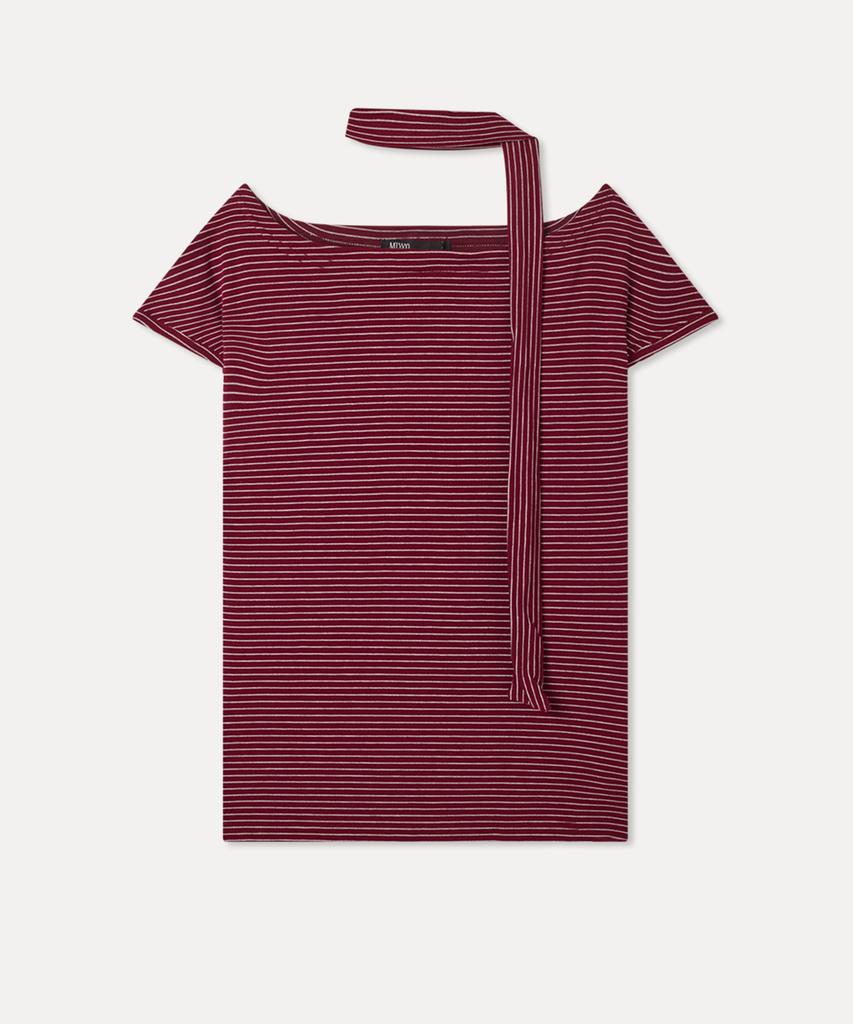 MIXXO Striped Tie Short Sleeve T-Shirt_Miwhwg41Ss