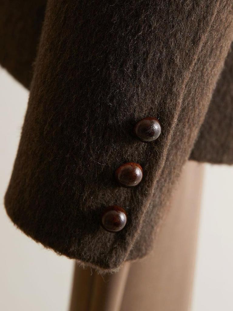 2025 Autumn/Winter Handmade Double-Sided Wool Cropped Coat - Round Neck, Versatile Design