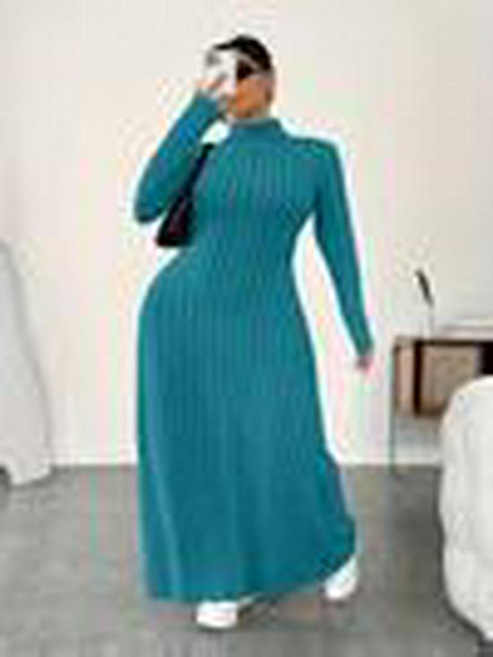 Plus Size High Neck Dress - Autumn/Winter European & American Style for Women
